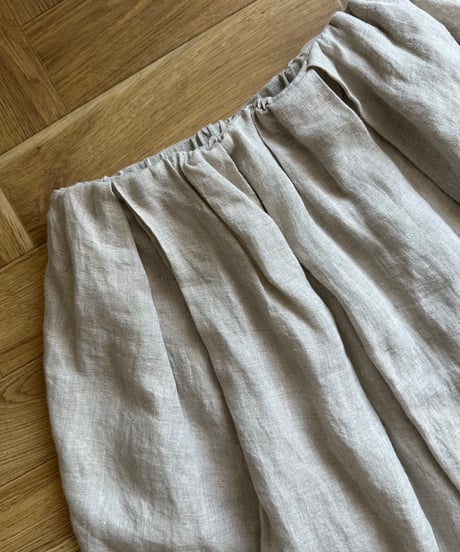 linen shirt&long skirt relax setup