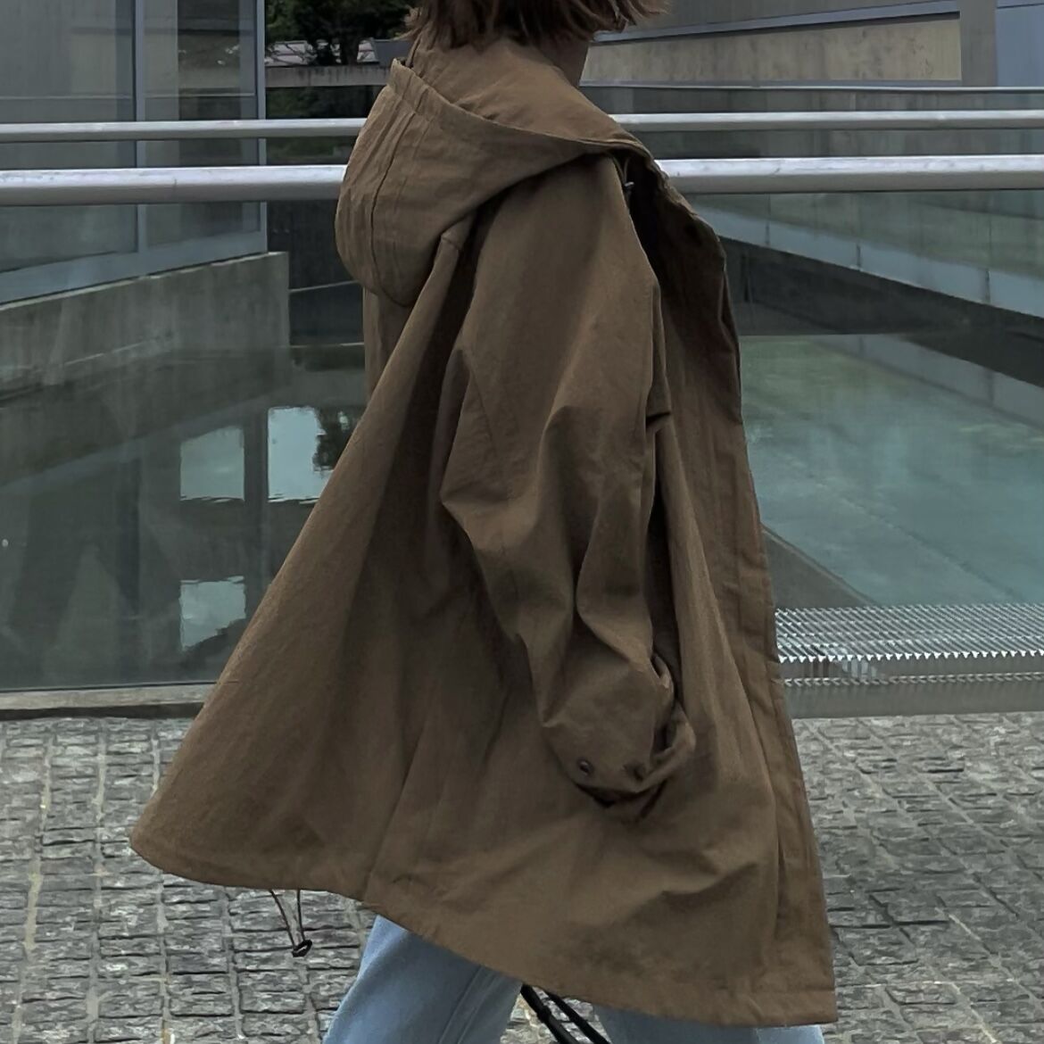 hooded blouson(black/camel) | ok.soon
