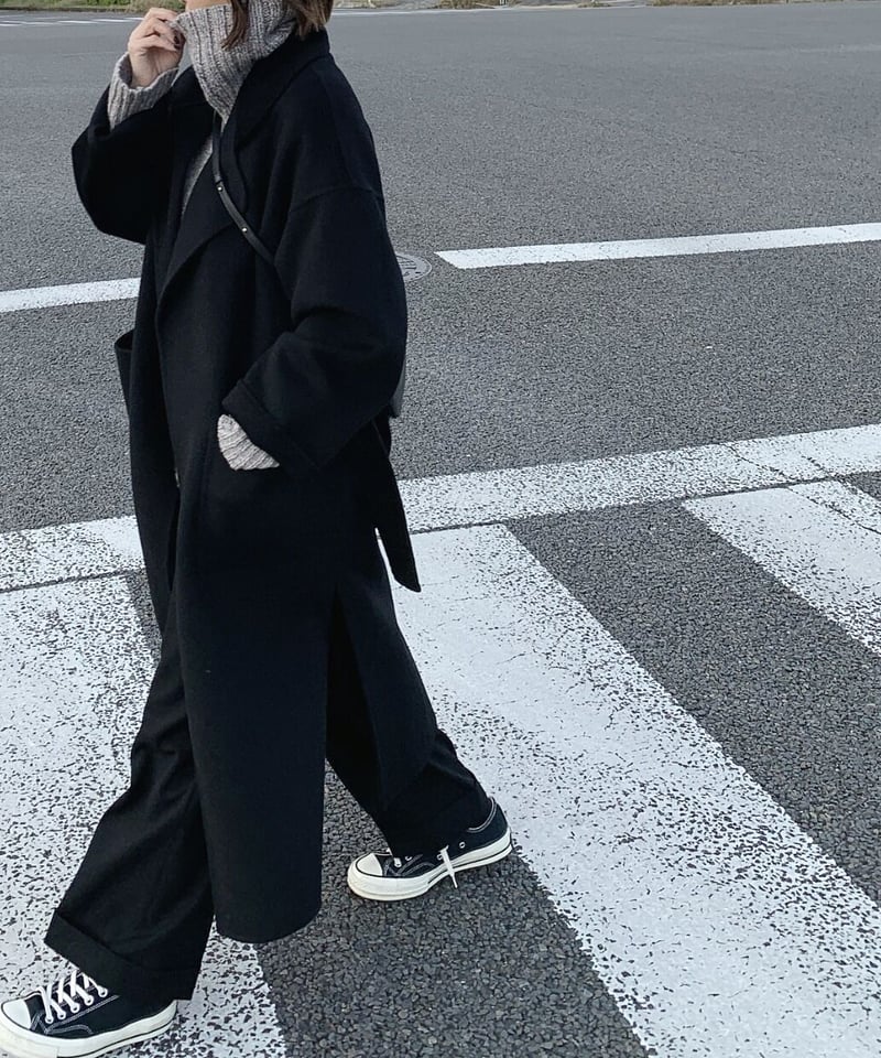 pre-order］light melton coat(gray/black) | ok.soon