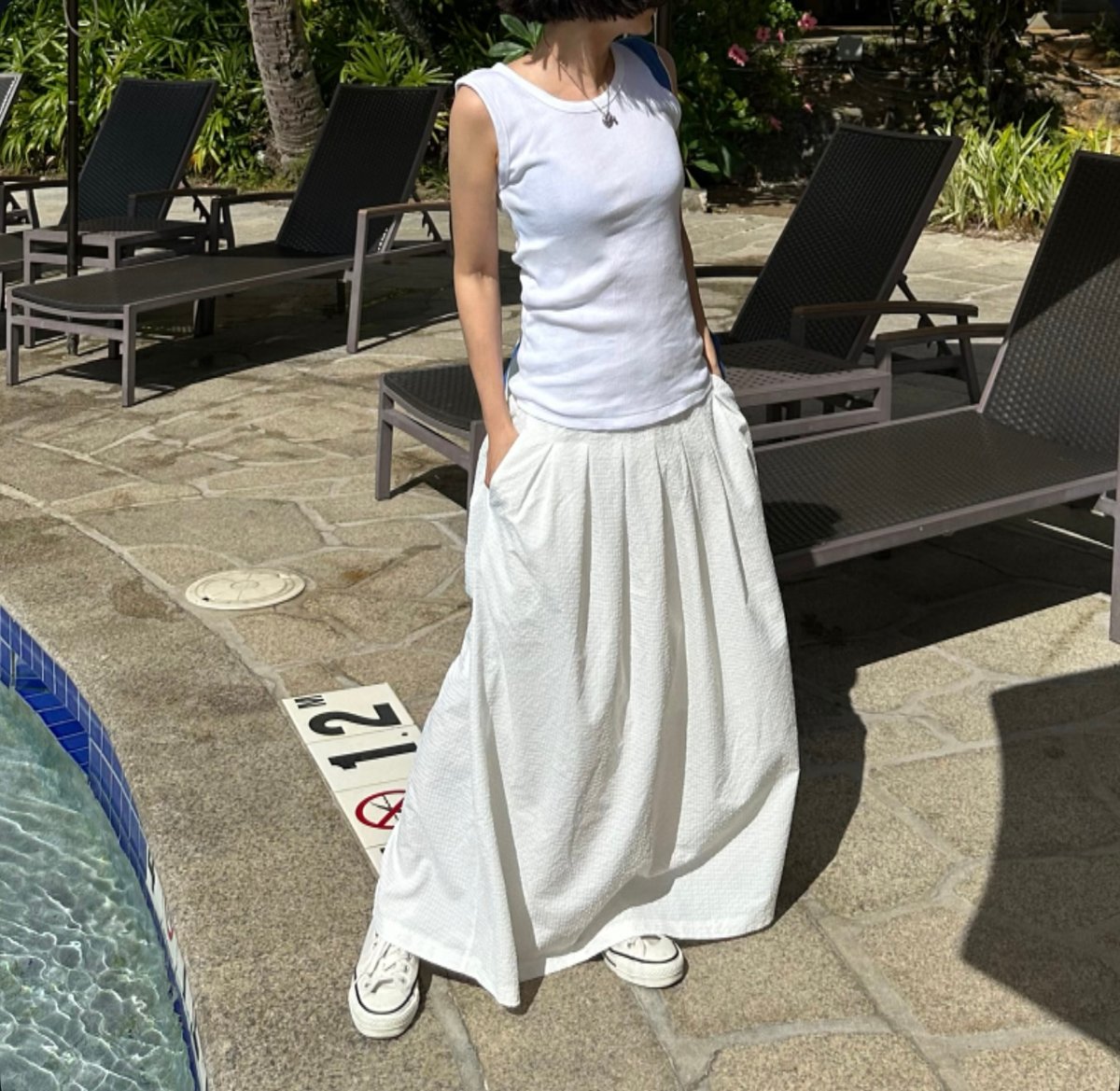 gingham check long skirt | ok.soon