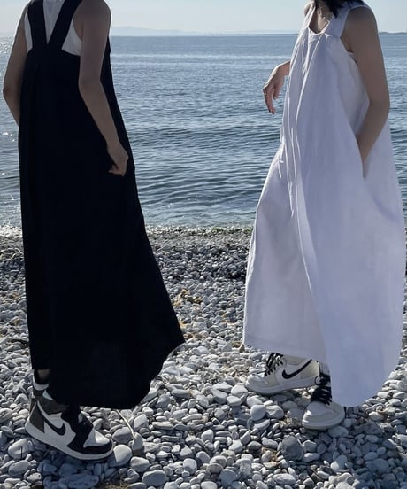 リネンロングワンピースwhite,black