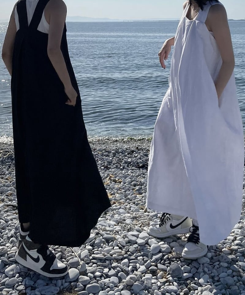 リネンロングワンピースwhite,black | ok.soon
