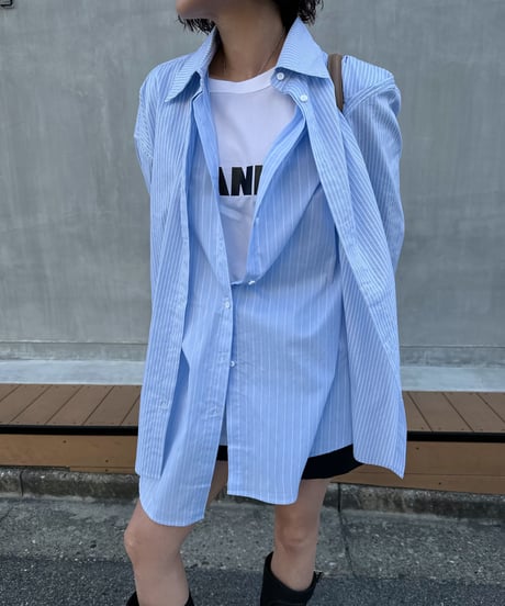 ［pre-order］layered stripe shirt over size