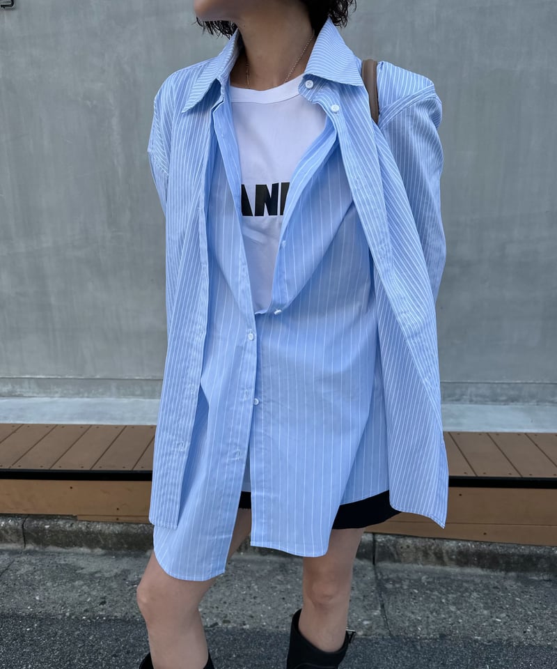 新品 ok.soon レイヤード ストライプシャツ pre-order］layered stripe shirt over size | ok.