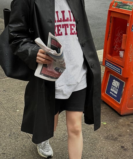 classic leather coat middle length