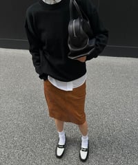 ok.soon×piccadilly faux-leather middle skirt brown