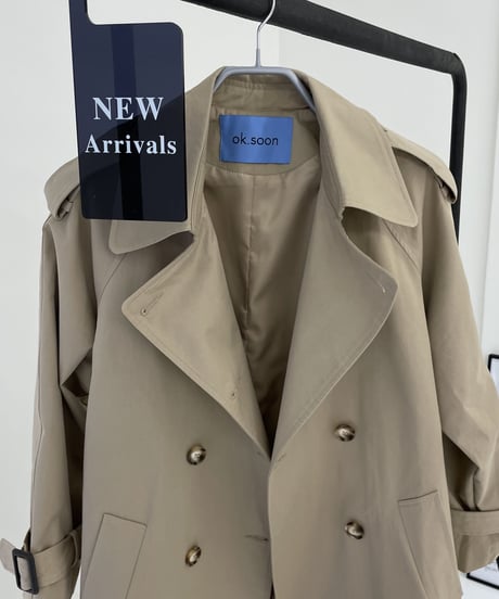 ［long length］cotton trench coat (beige/black)