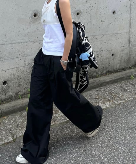 cotton nylon wide pants