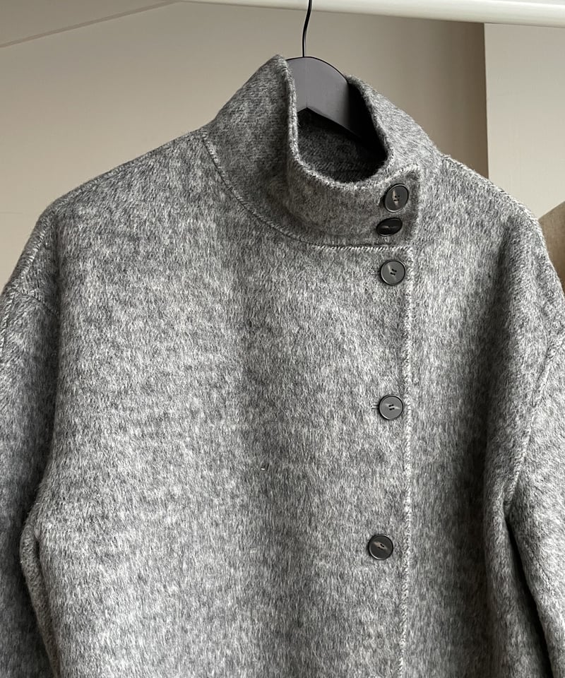 スタンドカラーショートコートgray,ecru | ok.soon スタンドカラーショートコートgray,ecru | ok.soon