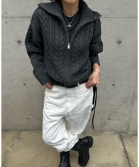 wool blend zip up cable knit