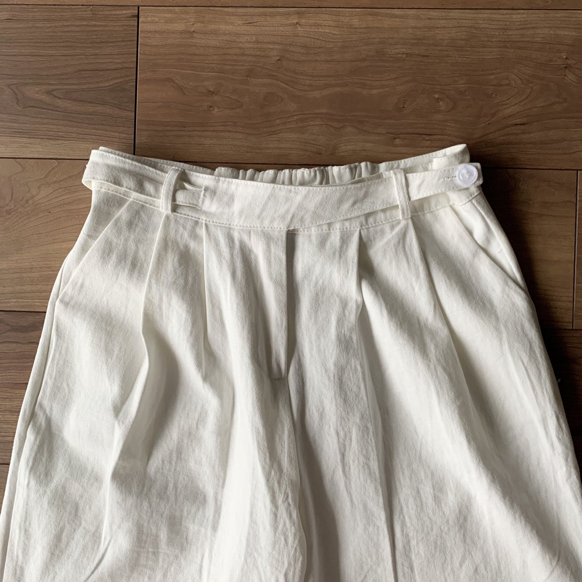 ok.soon ワイドパンツ size2 100%コットン ワイドタックパンツ white(レギュラー,ロングレングス) | ok.soon