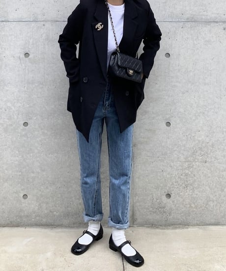 high waist tapered denim