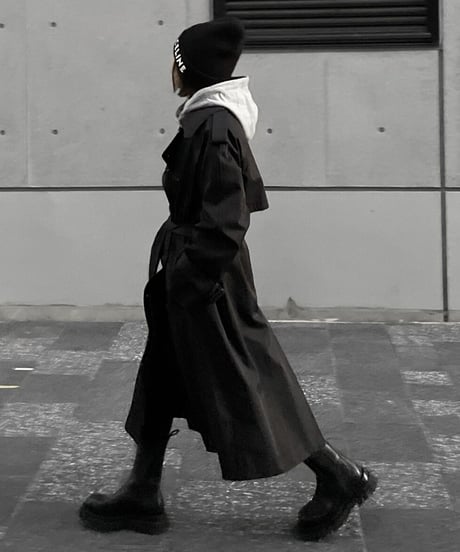 ［long length］cotton trench coat (beige/black)