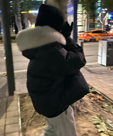 hooded down jacket(black)