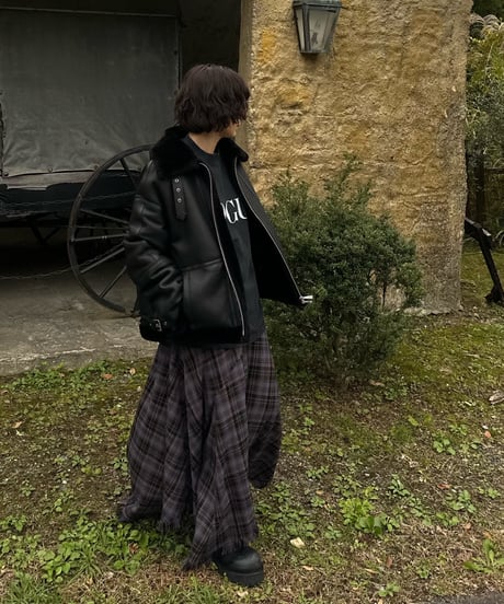 tartan check long skirt