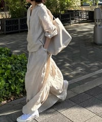 linen shirt&long skirt relax setup
