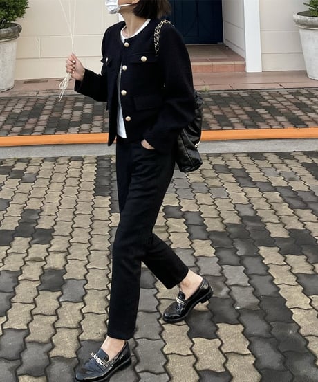 cotton slim pants (black)