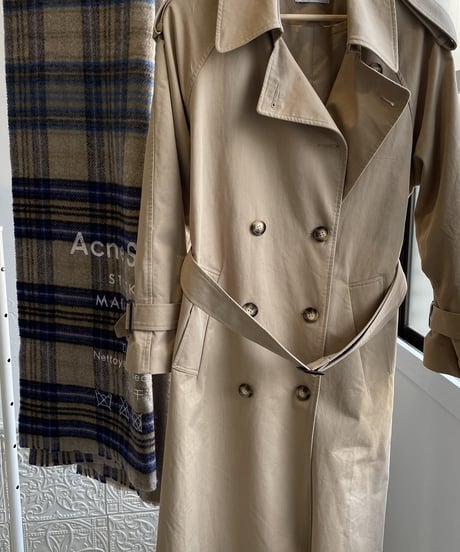 ［regular length］cotton trench coat (beige/black)