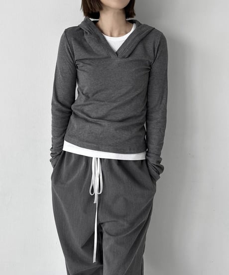 open collar hoodie tops