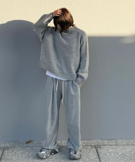 high neck knit(gray/black/offwhite)