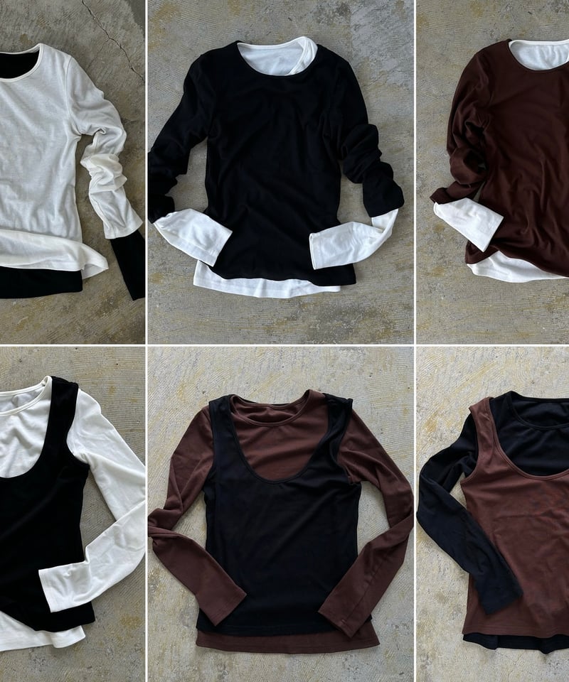 oksoon オクスン　レイヤードトップス ブラック 長袖 tight long sleeve t | ok.soon