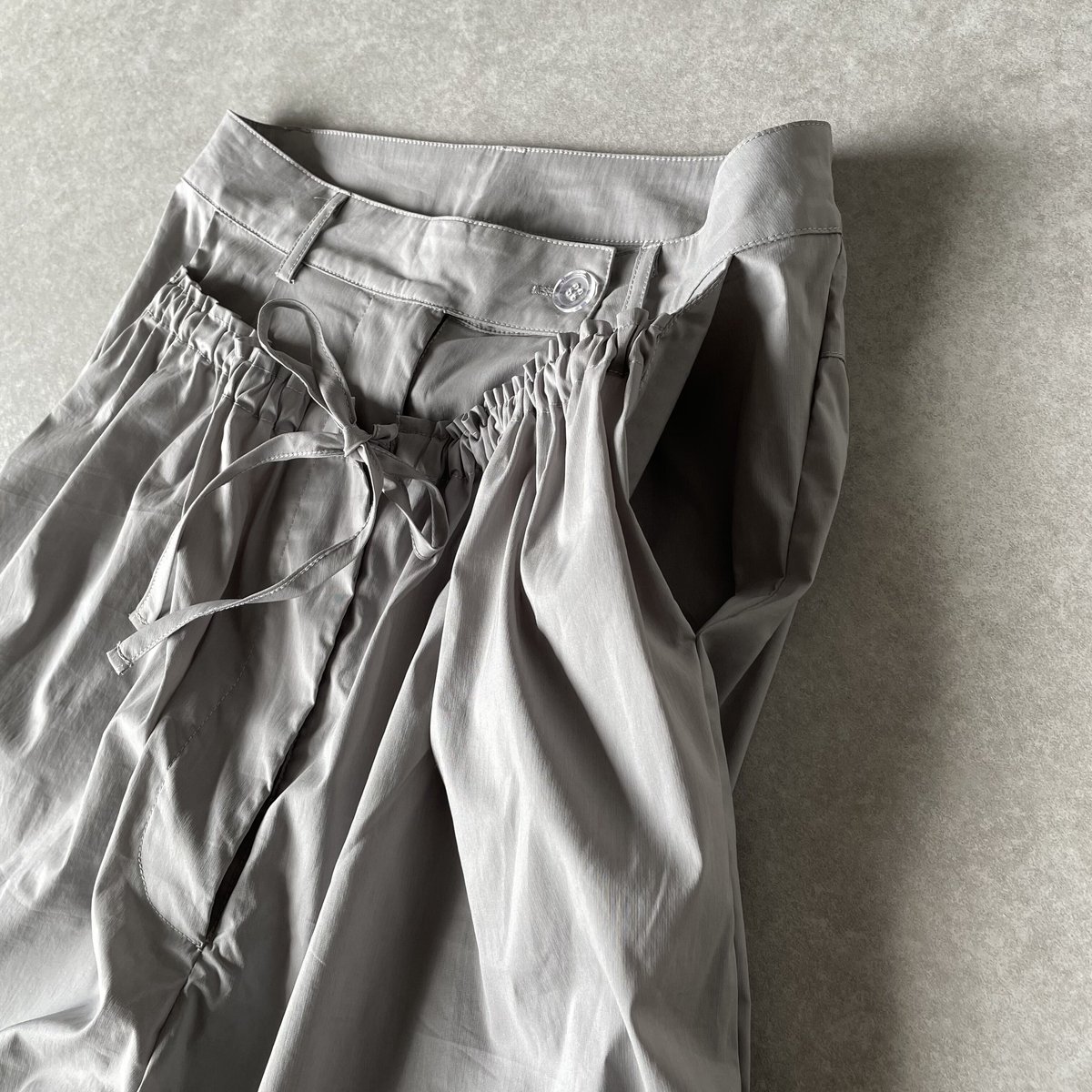 レイヤードコットンナイロンパンツblack,gray | ok.soon レイヤードコットンナイロンパンツblack,gray | ok.soon