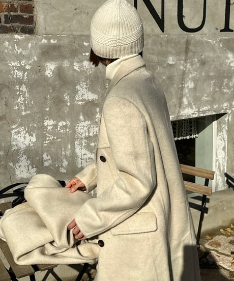 white chester coat with scarf