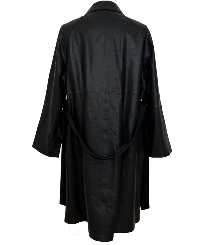 classic leather coat middle length | ok.soon