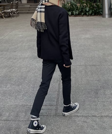 cotton slim pants (black)