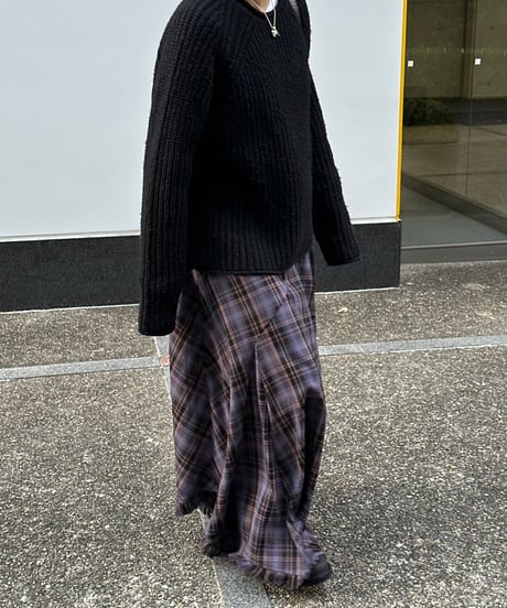 tartan check long skirt
