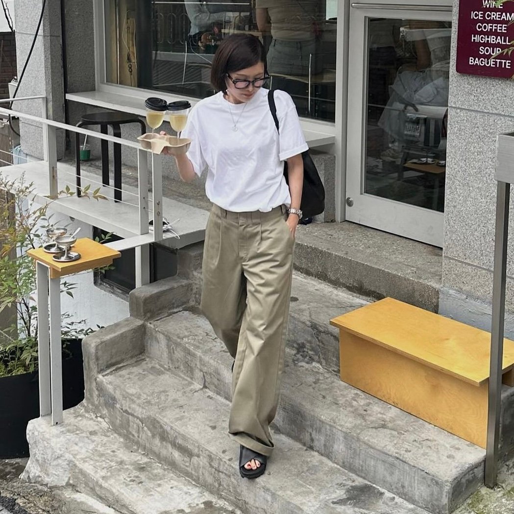 ok.soon ベージュ チノワイドパンツ