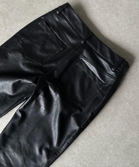 fake leather straight pants