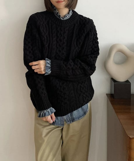cable knit black