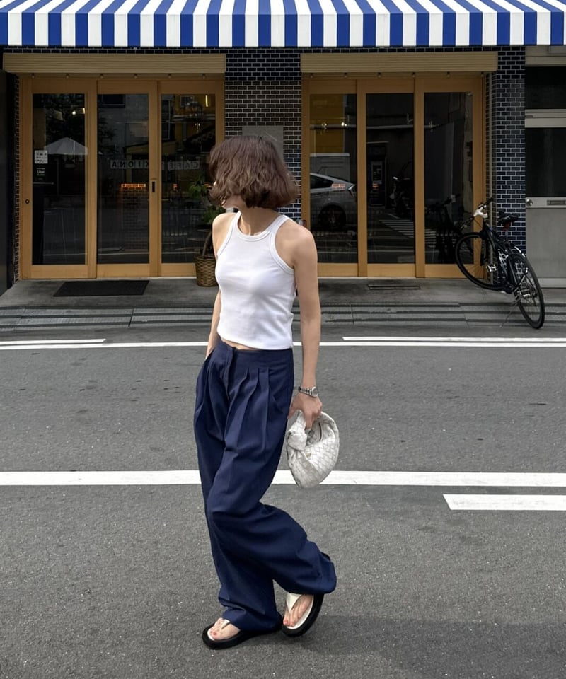 wide slacks navy | ok.soon