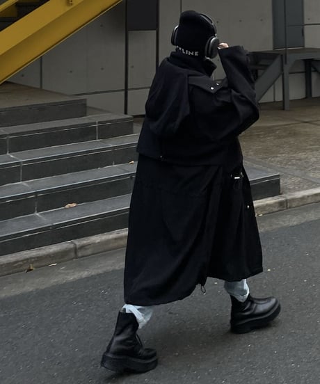 cotton hood coat (black)