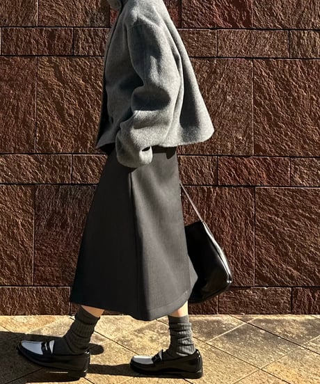 stand collar short coat(gray/black)