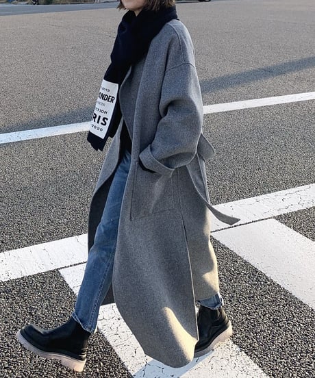 light melton coat(gray/black)