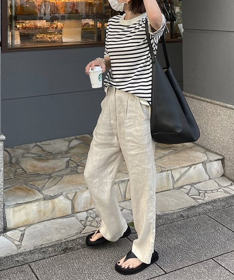 linen herringbone pants ecru