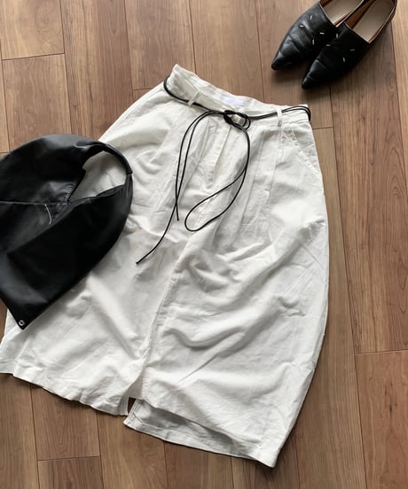 linen croped pants white