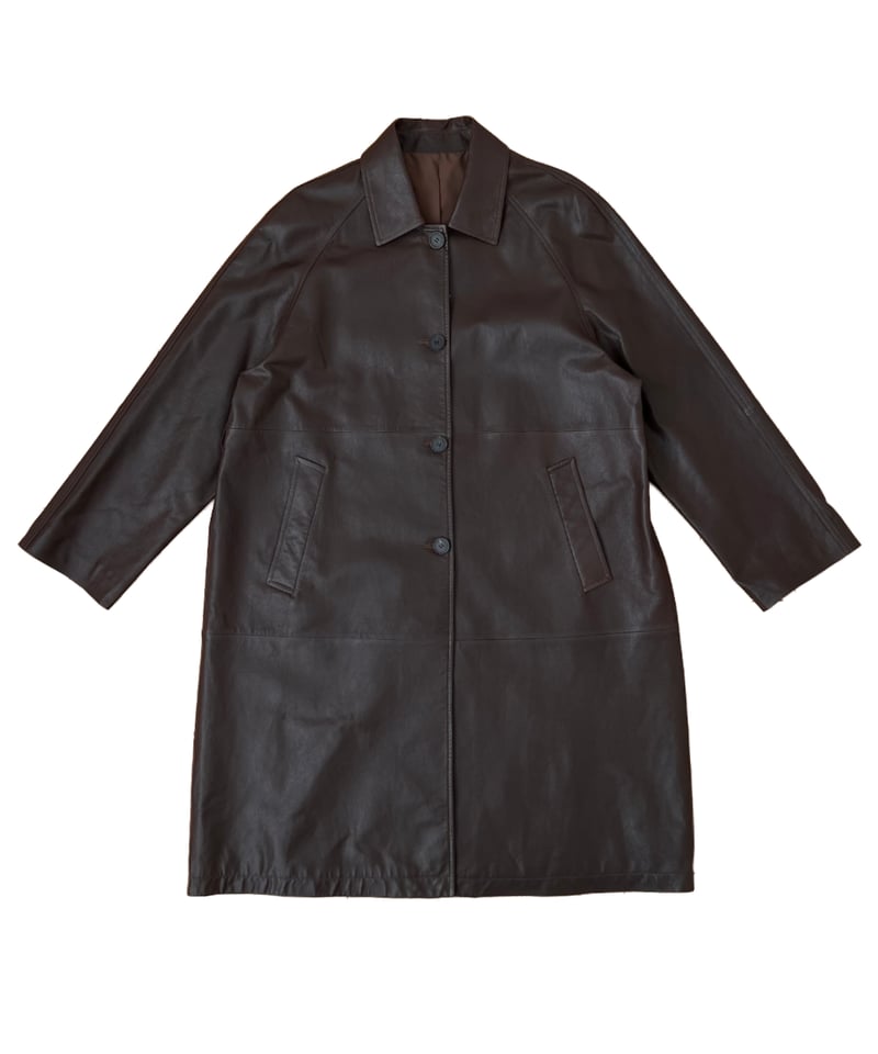 classic leather coat middle length | ok.soon