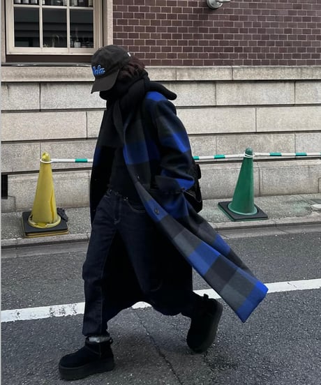 buffalo check wool coat