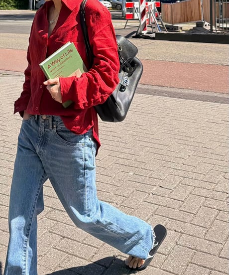 linen shirt red