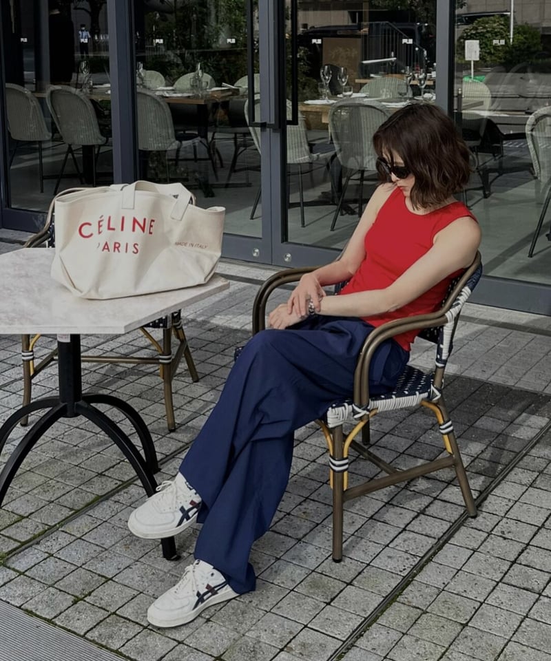 wide slacks navy | ok.soon