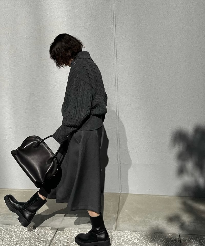 box pleats skirt gray | ok.soon