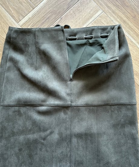 suede midi skirt khaki