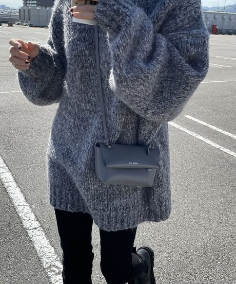 ハイネックミックスニットgray,blue
