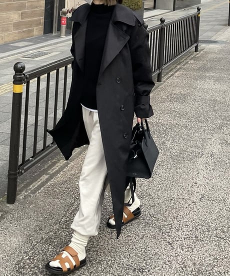 ［regular length］cotton trench coat (beige/black)