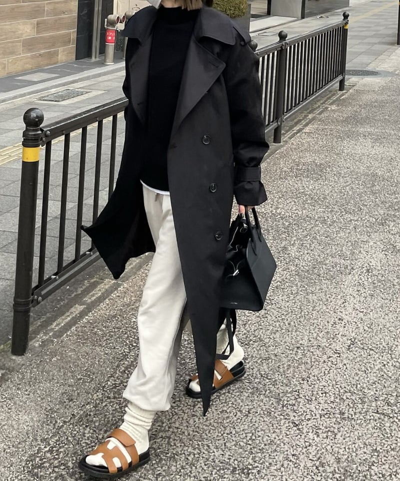 regular length］cotton trench coat (beige/black