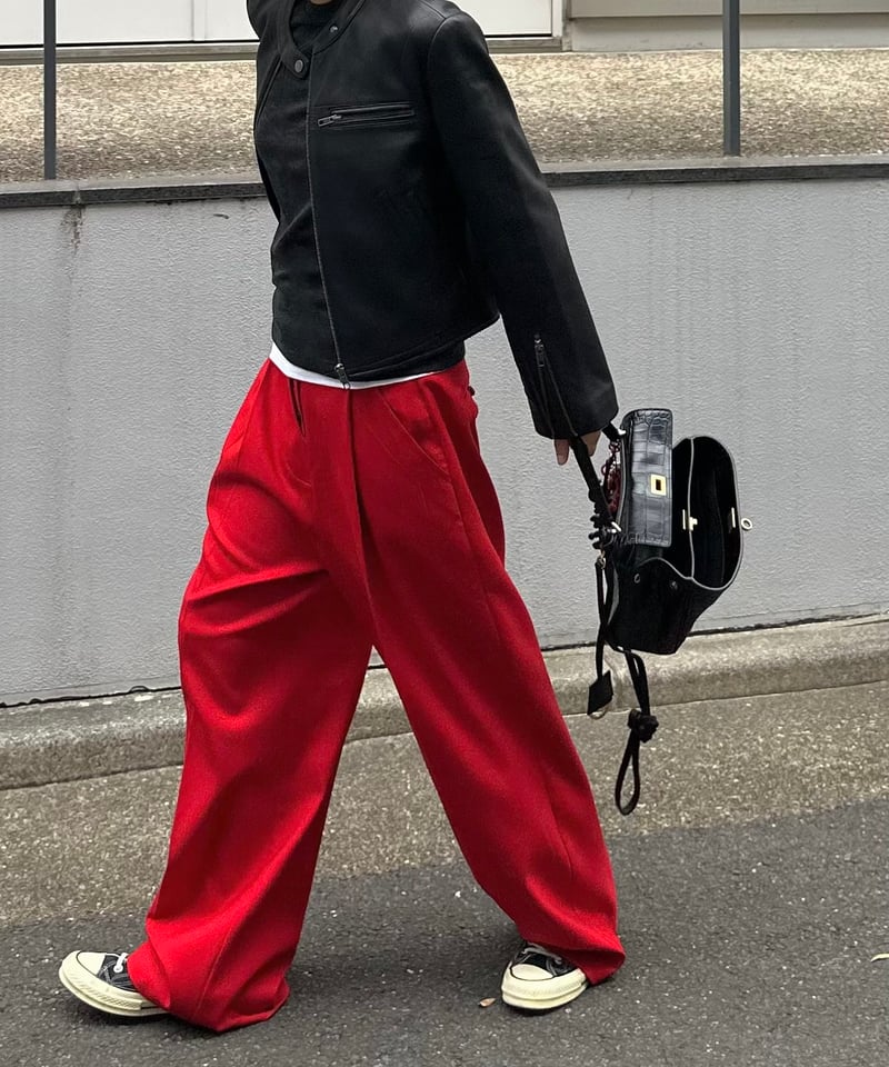 1tuck casual slacks red | ok.soon