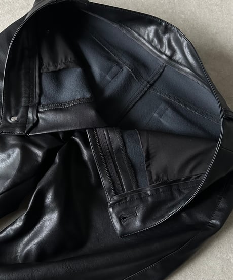 fake leather straight pants